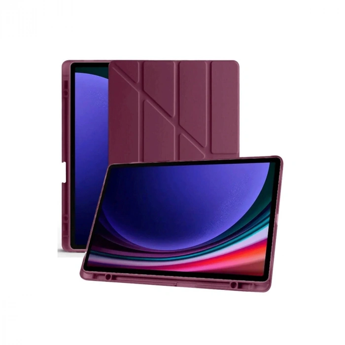 Samsung Galaxy X610 Tab S9 Fe Plus 12.4 Kılıf Kalemlikli Mars Tablet Kılıfı - Mürdüm