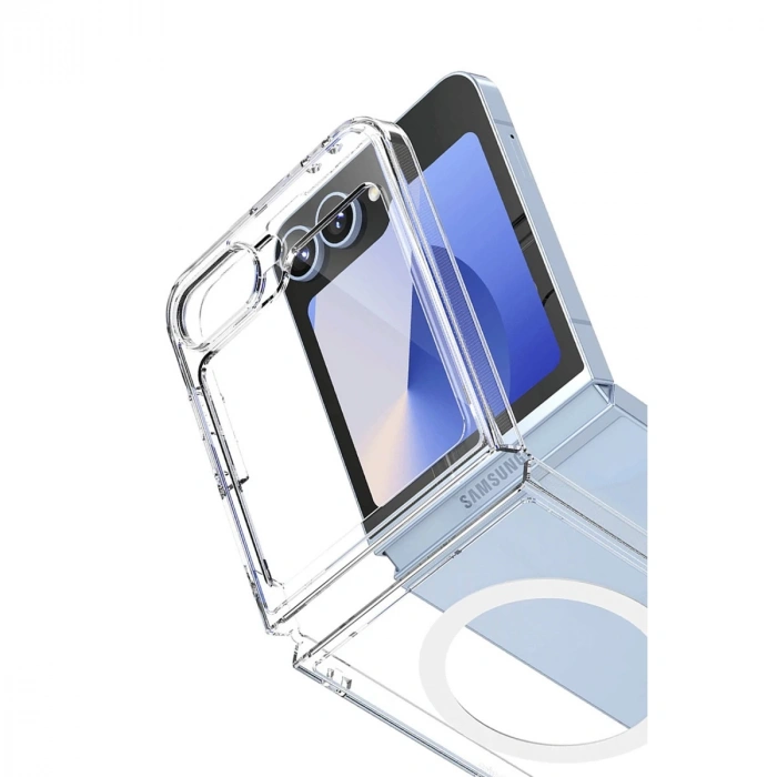 Samsung Galaxy Z Flip 7 Kılıf Magneticsafe Şeffaf Silikon - Şeffaf