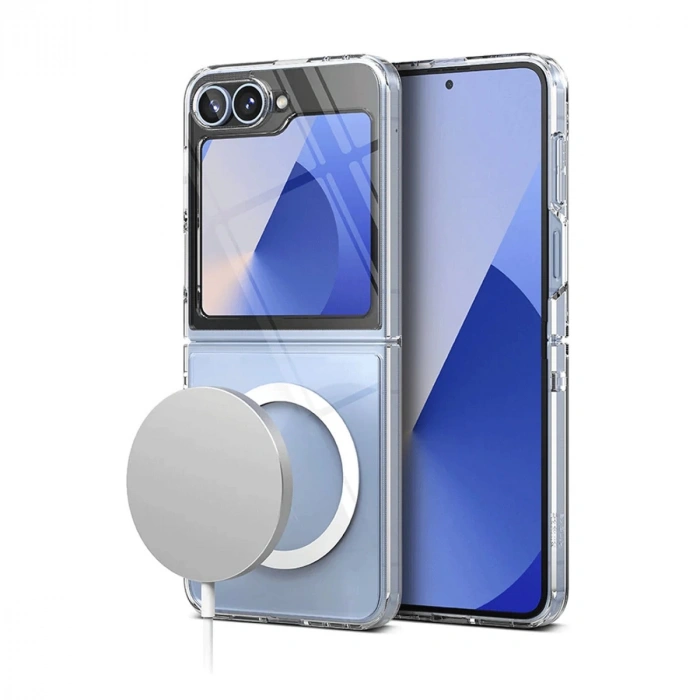 Samsung Galaxy Z Flip 7 Kılıf Magneticsafe Şeffaf Silikon - Şeffaf
