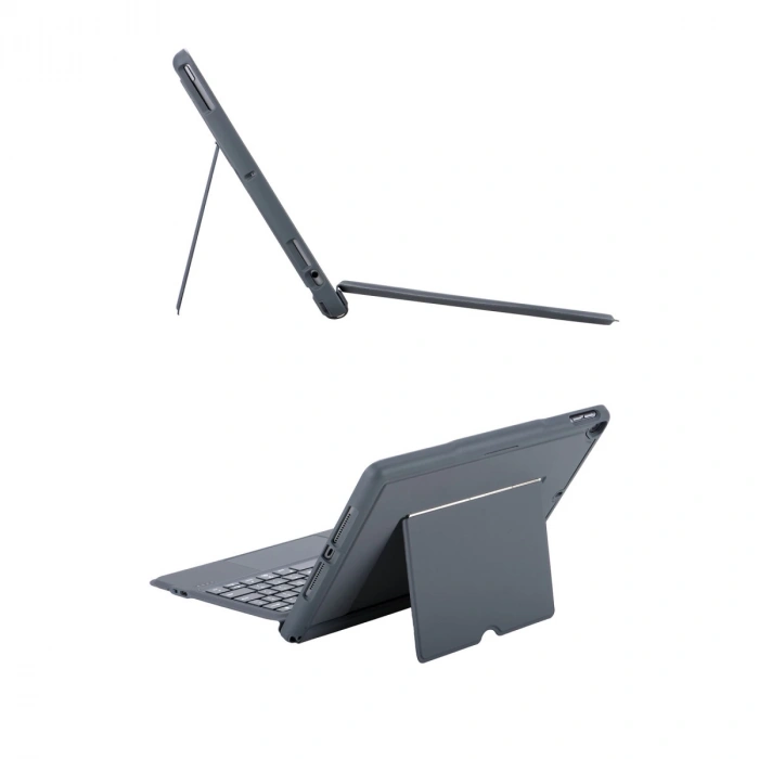 T5506d İpad 10.2 (9.nesil) Kılıf Palermo Ledli Klavyeli Standlı Tablet Kılıfı - Siyah