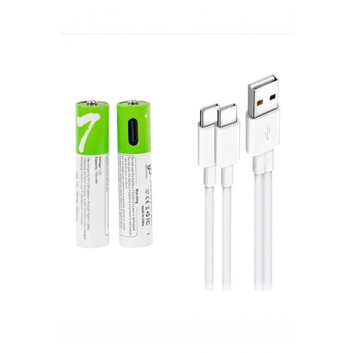 Type-c Şarjlı 800mwh 1.5v Şarj Edilebilir 2’li Aaa İnce Pil - Lityum Iyon Batarya