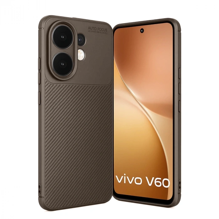 Vivo V60 5g Auto Focus Karbon Kapak - Kahverengi