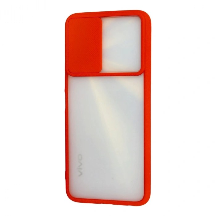 Vivo Y11s Kılıf Palm Buzlu Kamera Sürgülü Silikon - Kırmızı
