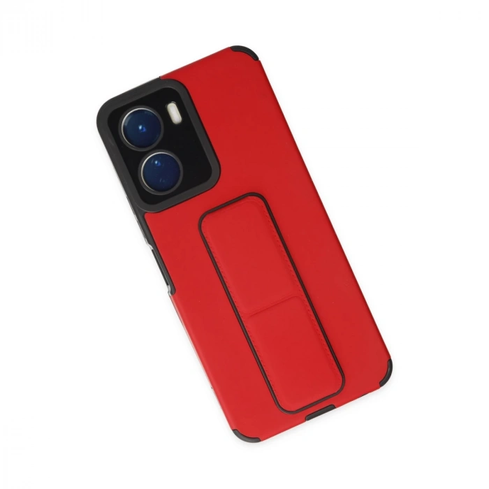 Vivo Y16 Kılıf Mega Standlı Silikon - Kırmızı