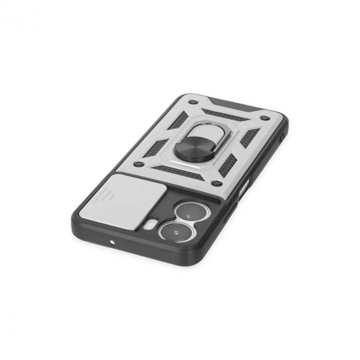 Vivo Y16 Kılıf Pars Lens Yüzüklü Silikon - Gümüş