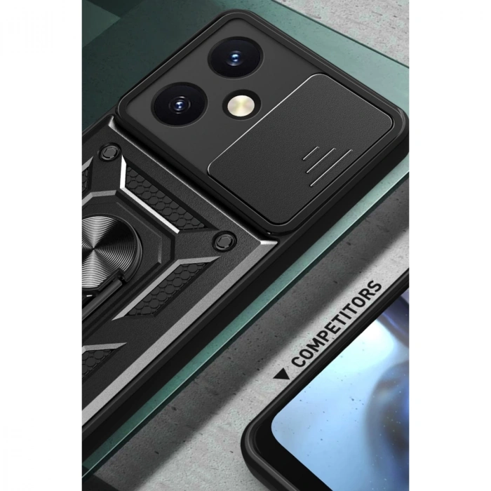 Vivo Y27 Kılıf Pars Lens Yüzüklü Silikon - Kırmızı