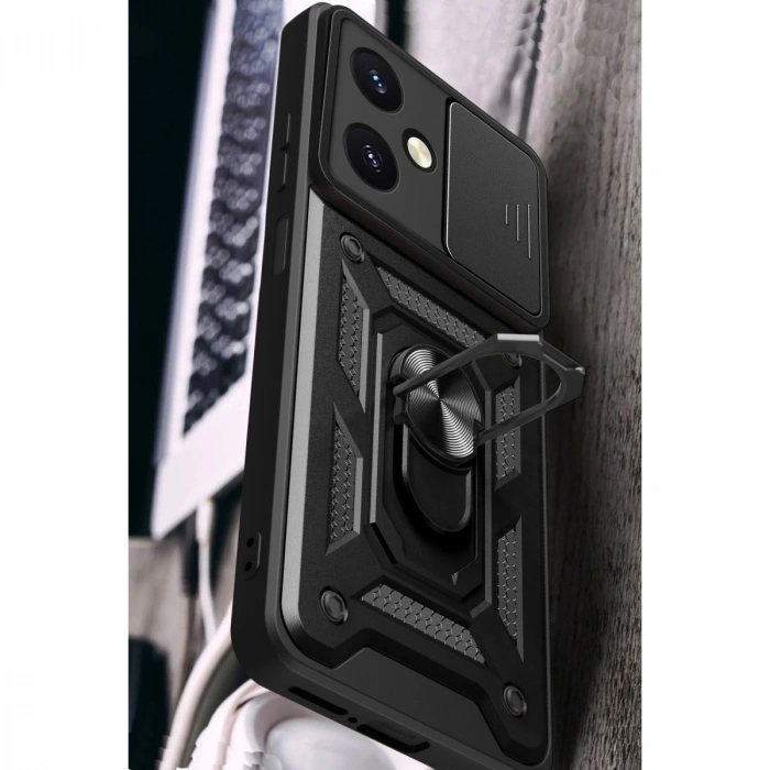 Vivo Y27 Kılıf Pars Lens Yüzüklü Silikon - Lacivert