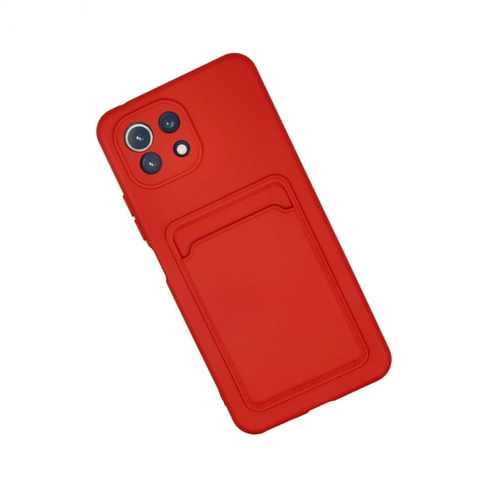 Xiaomi Mi 11 Lite Kılıf Kelvin Kartvizitli Silikon - Kırmızı