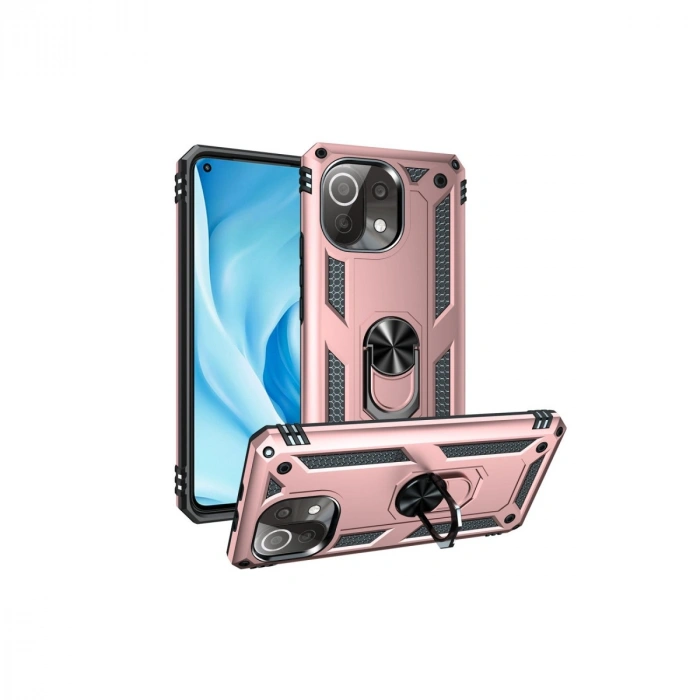 Xiaomi Mi 11 Lite Kılıf Sofya Yüzüklü Silikon Kapak - Rose