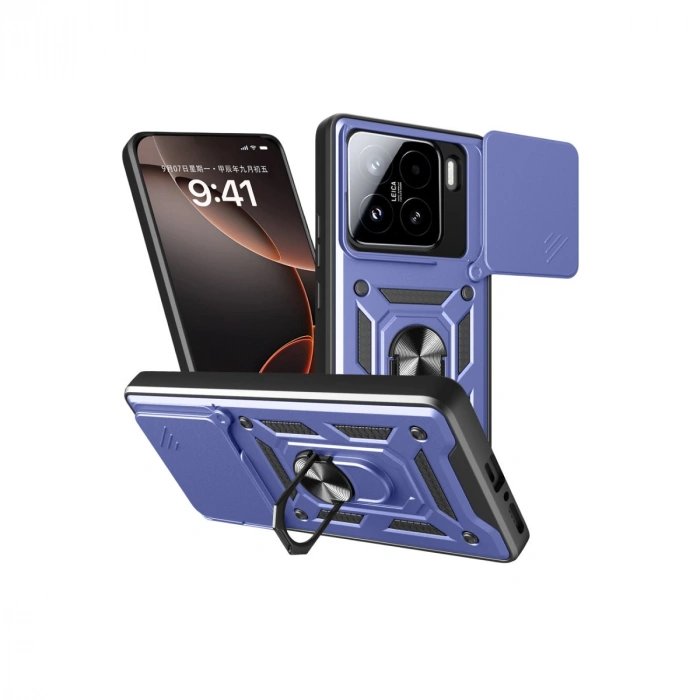 Xiaomi Mi 15 Kılıf Pars Lens Yüzüklü Silikon - Lacivert