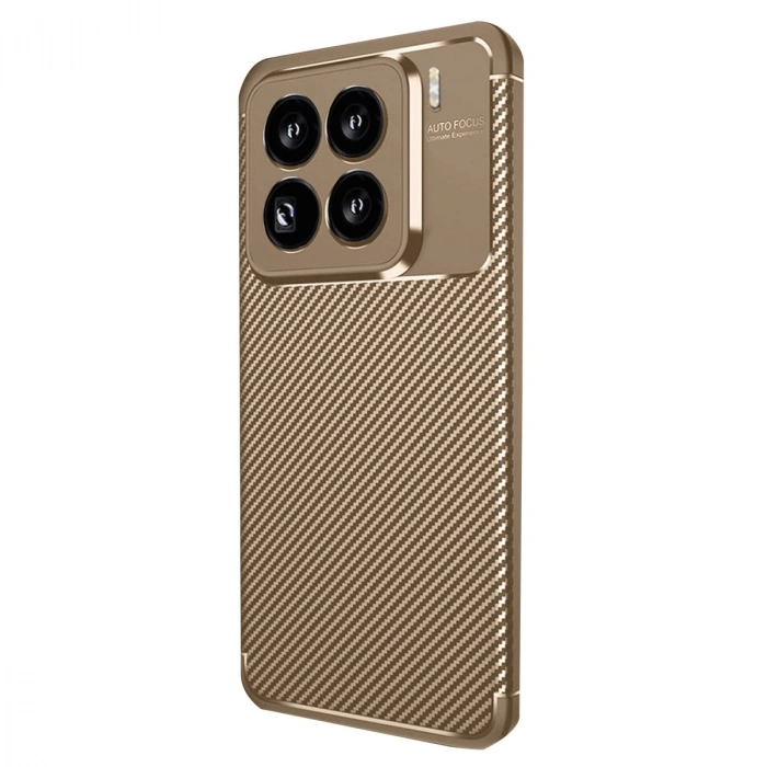 Xiaomi Mi 15 Pro Kılıf Auto Focus Karbon Kapak - Kahverengi