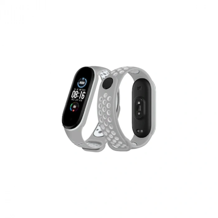 Xiaomi Mi Band 4 Spor Delikli Kordon - Gri-beyaz