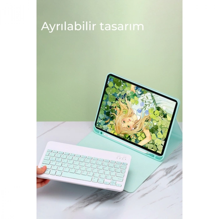 Xiaomi Pad 6 Kılıf Kc01 Smart Klavyeli Tablet Kılıfı - Pembe