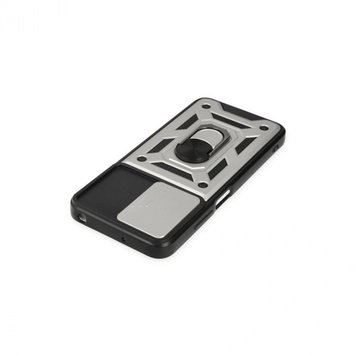 Xiaomi Poco M5 Kılıf Pars Lens Yüzüklü Silikon - Gümüş