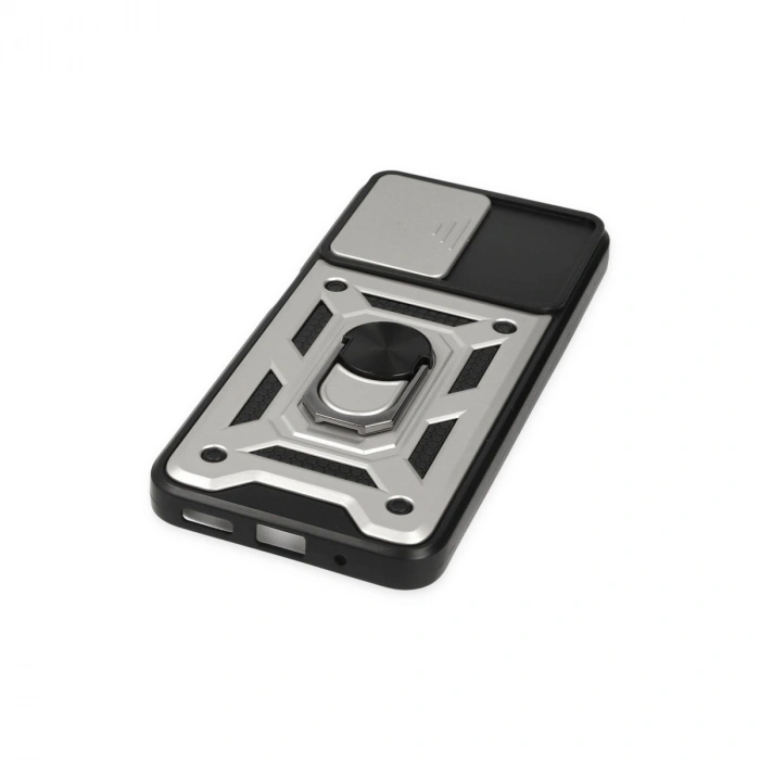 Xiaomi Poco M5 Kılıf Pars Lens Yüzüklü Silikon - Gümüş