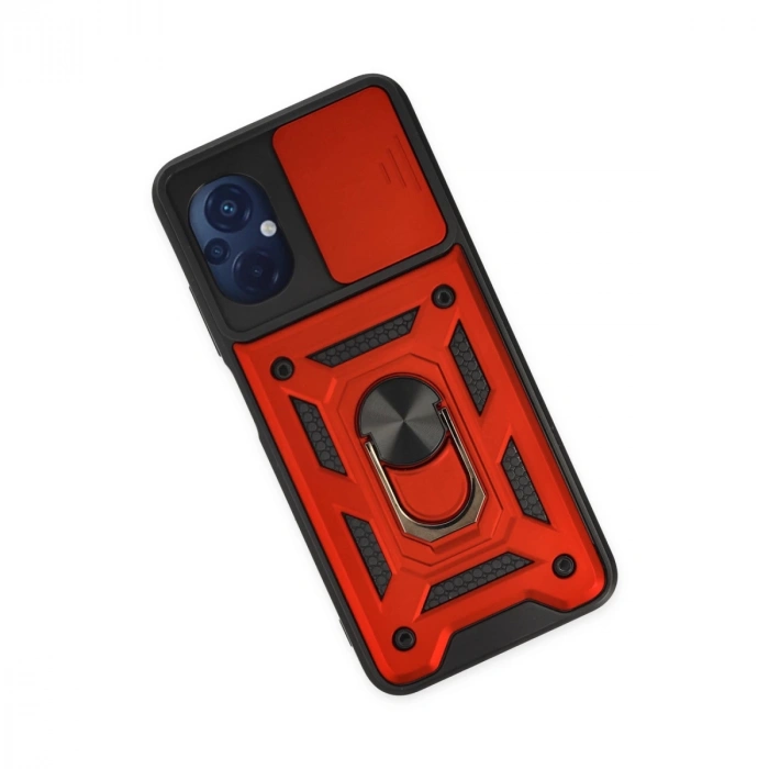 Xiaomi Poco M5 Kılıf Pars Lens Yüzüklü Silikon - Kırmızı