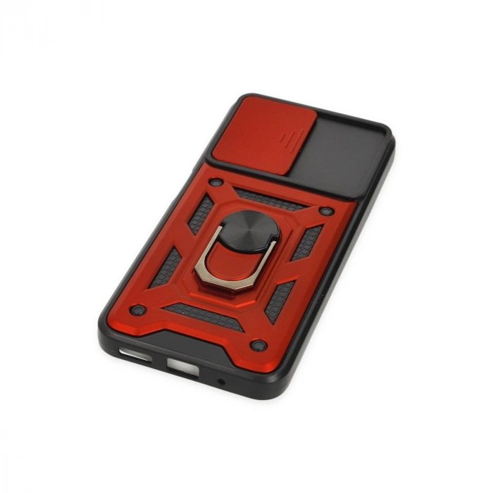 Xiaomi Poco M5 Kılıf Pars Lens Yüzüklü Silikon - Kırmızı