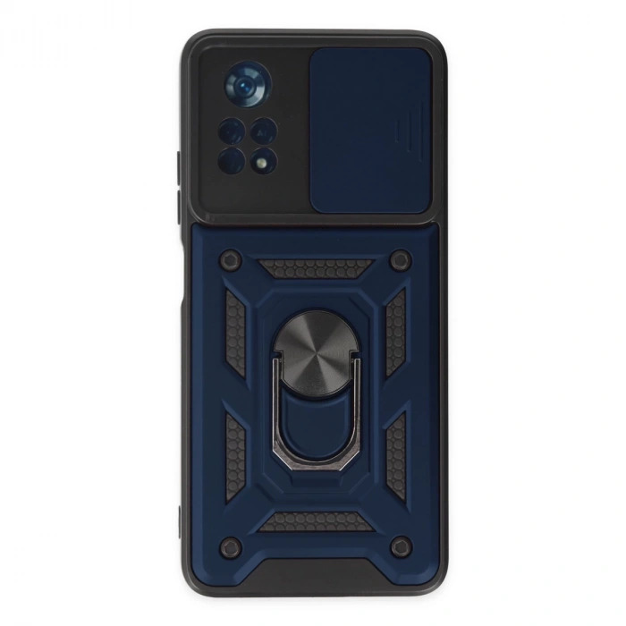 Xiaomi Poco X4 Pro 5g Kılıf Pars Lens Yüzüklü Silikon - Lacivert