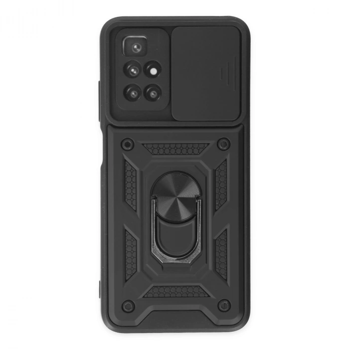 Xiaomi Redmi 10 2022 Kılıf Pars Lens Yüzüklü Silikon - Siyah