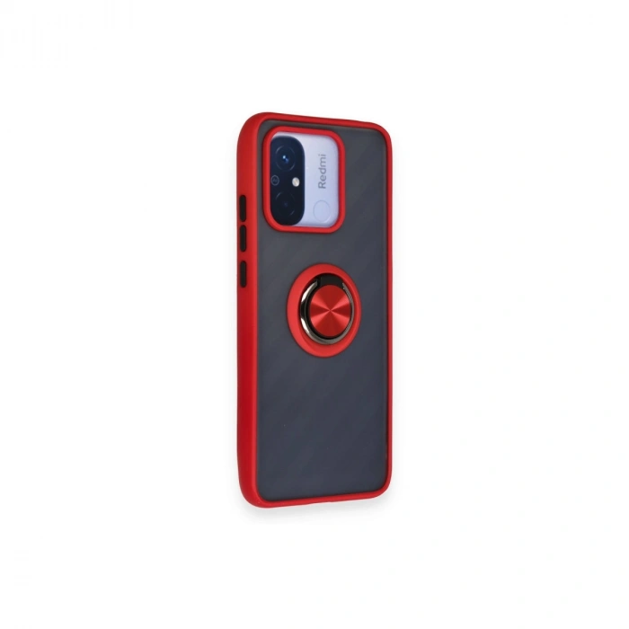Xiaomi Redmi 12c Kılıf Montreal Yüzüklü Silikon Kapak - Kırmızı