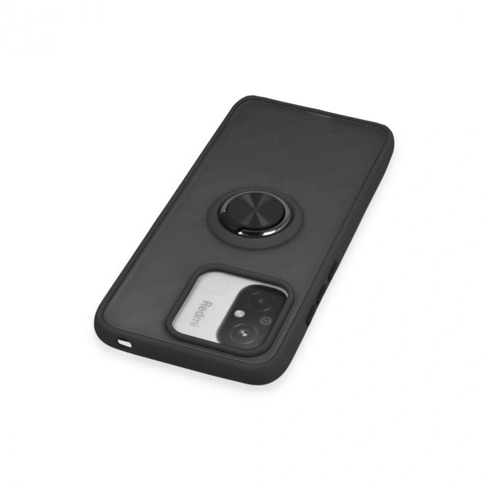 Xiaomi Redmi 12c Kılıf Montreal Yüzüklü Silikon Kapak - Siyah