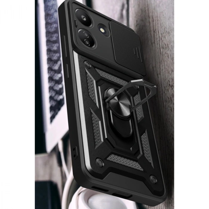 Xiaomi Redmi 13c Kılıf Pars Lens Yüzüklü Silikon - Kırmızı