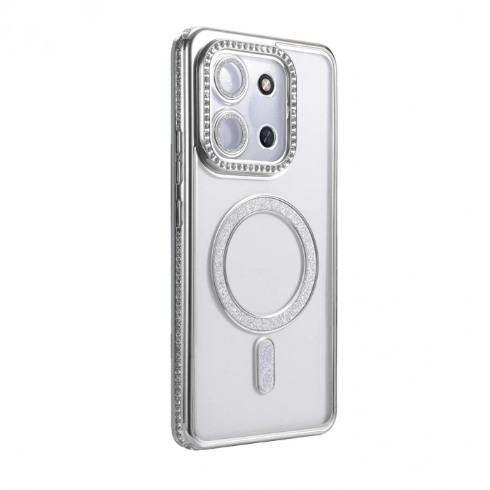 Xiaomi Redmi 15c 4g Joke Simli Magneticsafe Kılıf - Gümüş