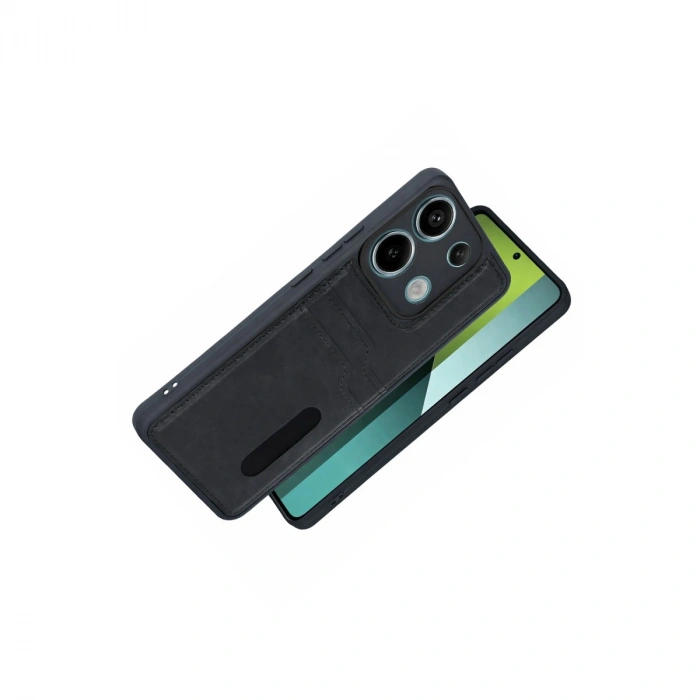 Xiaomi Redmi 15c 4g Sara Kartvizitli Deri Kılıf - Siyah