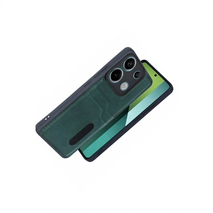 Xiaomi Redmi 15c 4g Sara Kartvizitli Deri Kılıf - Yeşil