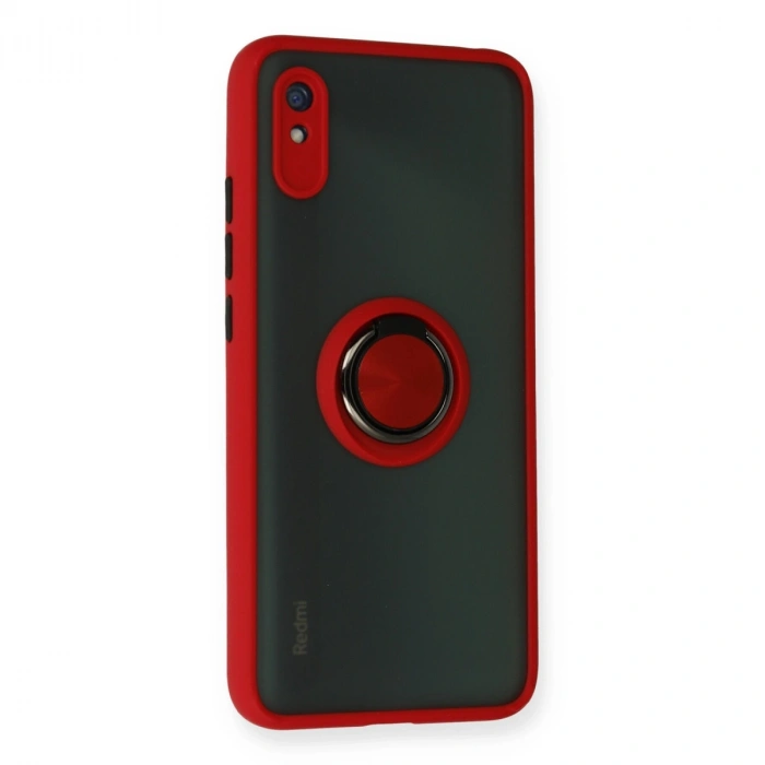 Xiaomi Redmi 9a Kılıf Montreal Yüzüklü Silikon Kapak - Kırmızı