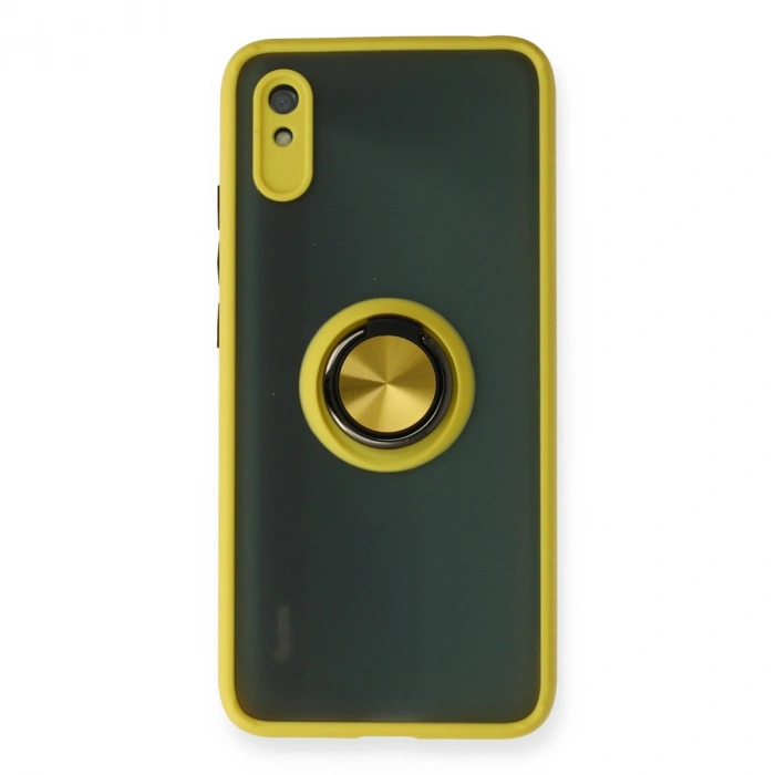 Xiaomi Redmi 9a Kılıf Montreal Yüzüklü Silikon Kapak - Sarı