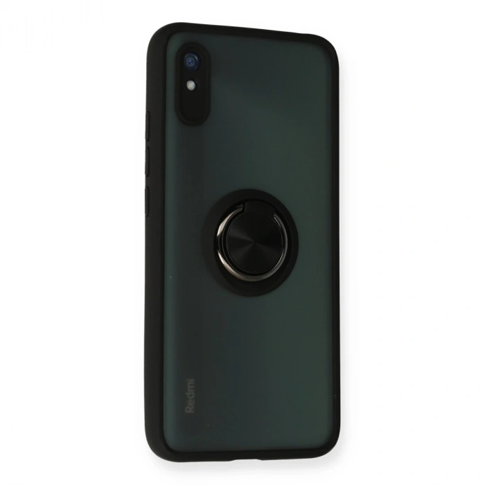 Xiaomi Redmi 9a Kılıf Montreal Yüzüklü Silikon Kapak - Siyah