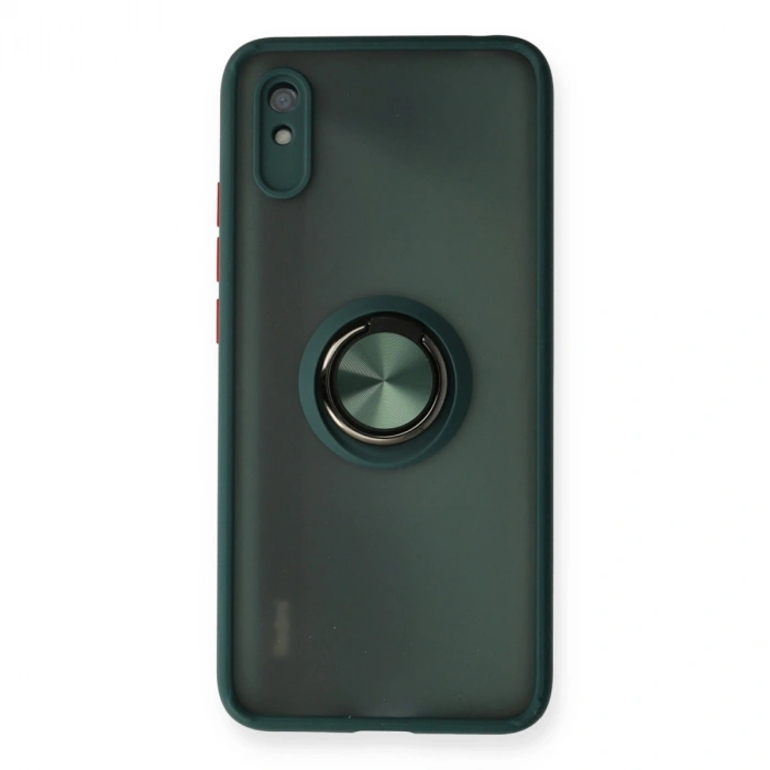 Xiaomi Redmi 9a Kılıf Montreal Yüzüklü Silikon Kapak - Yeşil