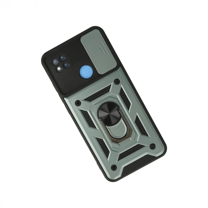 Xiaomi Redmi 9c Kılıf Pars Lens Yüzüklü Silikon - Yeşil