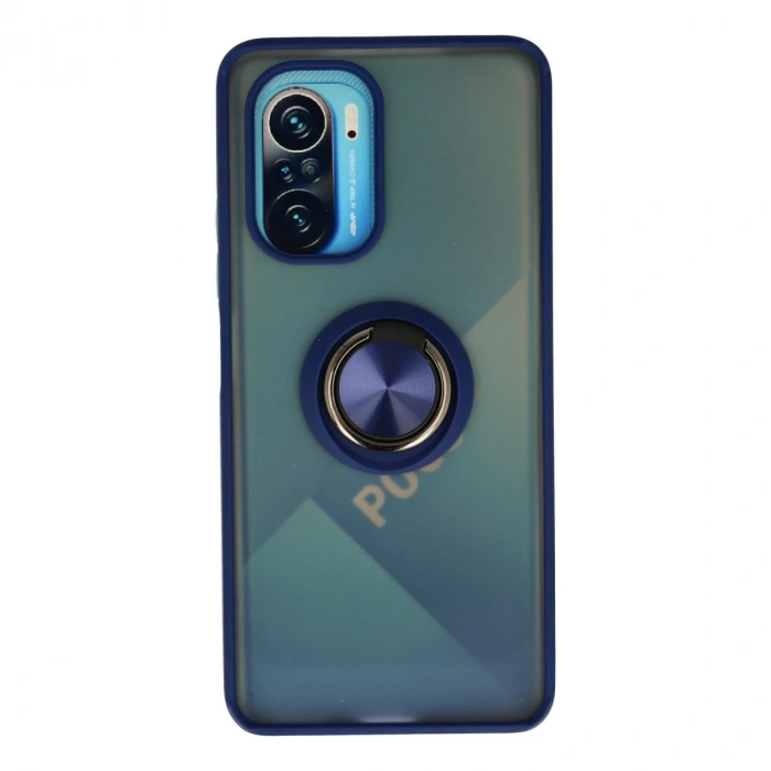 Xiaomi Redmi K40 Kılıf Montreal Yüzüklü Silikon Kapak - Lacivert