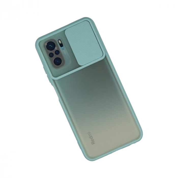 Xiaomi Redmi Note 10 Kılıf Palm Buzlu Kamera Sürgülü Silikon - Turkuaz