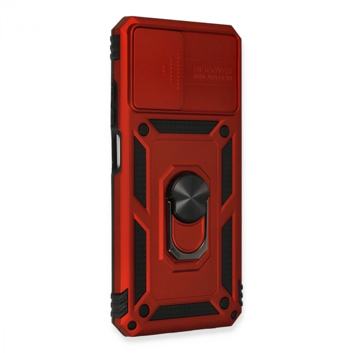 Xiaomi Redmi Note 10 Kılıf Pars Lens Yüzüklü Silikon - Kırmızı