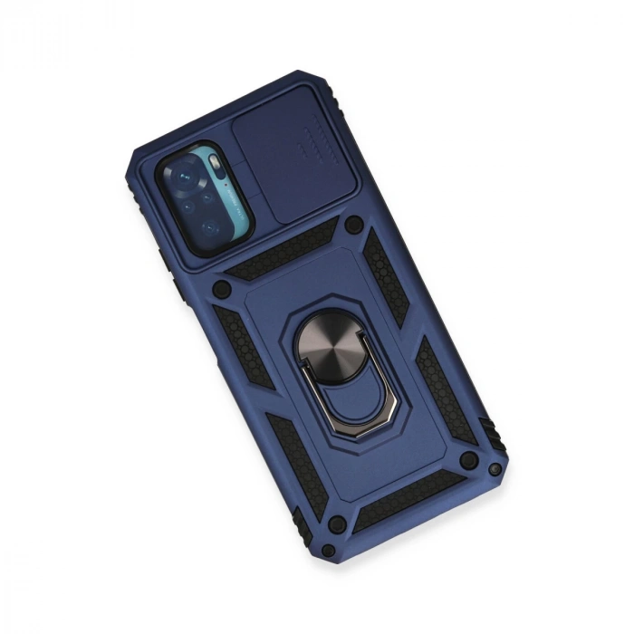Xiaomi Redmi Note 10 Kılıf Pars Lens Yüzüklü Silikon - Lacivert