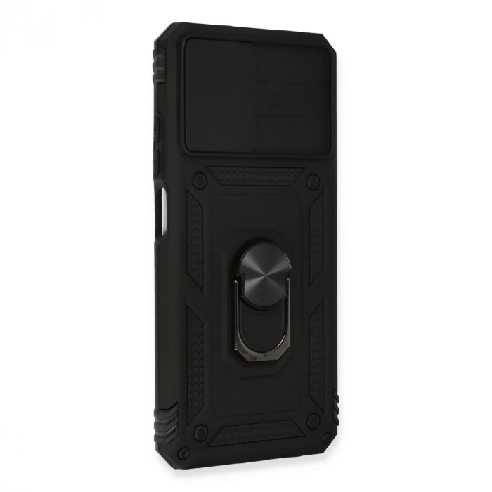 Xiaomi Redmi Note 10 Kılıf Pars Lens Yüzüklü Silikon - Siyah