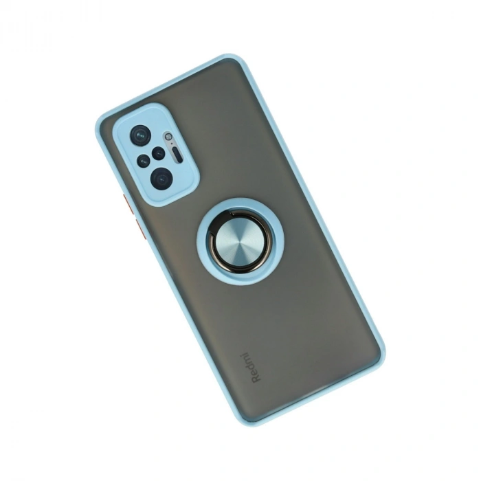 Xiaomi Redmi Note 10 Pro Kılıf Montreal Yüzüklü Silikon Kapak - Buz Mavi