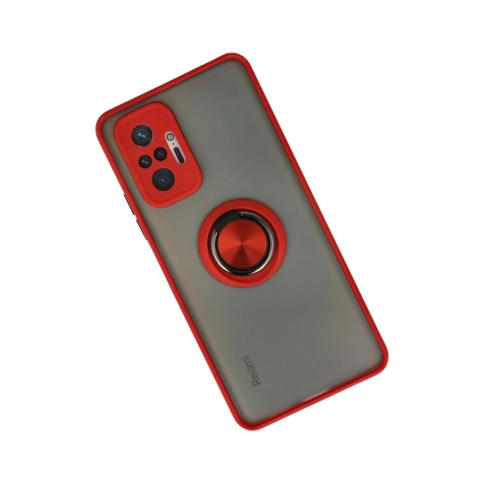 Xiaomi Redmi Note 10 Pro Kılıf Montreal Yüzüklü Silikon Kapak - Kırmızı