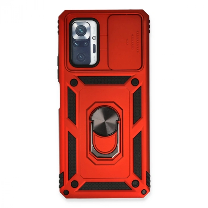 Xiaomi Redmi Note 10 Pro Kılıf Pars Lens Yüzüklü Silikon - Kırmızı