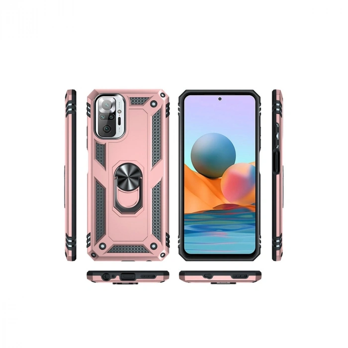Xiaomi Redmi Note 10 Pro Kılıf Sofya Yüzüklü Silikon Kapak - Rose