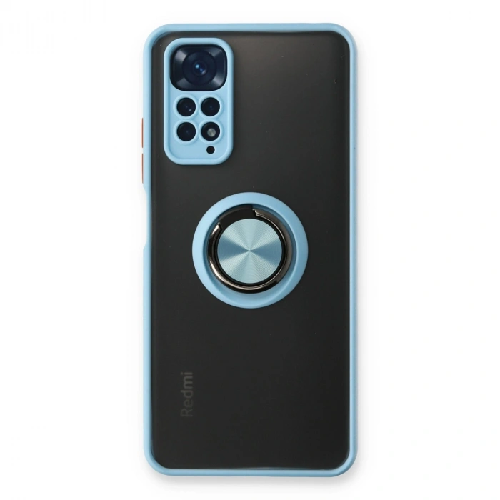 Xiaomi Redmi Note 11 Kılıf Montreal Yüzüklü Silikon Kapak - Buz Mavi