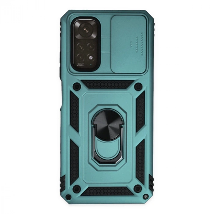 Xiaomi Redmi Note 11 Kılıf Pars Lens Yüzüklü Silikon - Yeşil