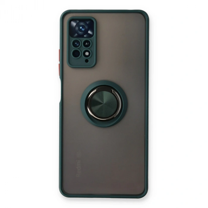 Xiaomi Redmi Note 11 Pro Kılıf Montreal Yüzüklü Silikon Kapak - Yeşil