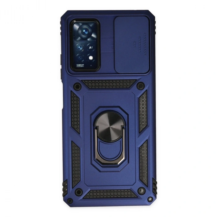 Xiaomi Redmi Note 11 Pro Kılıf Pars Lens Yüzüklü Silikon - Lacivert