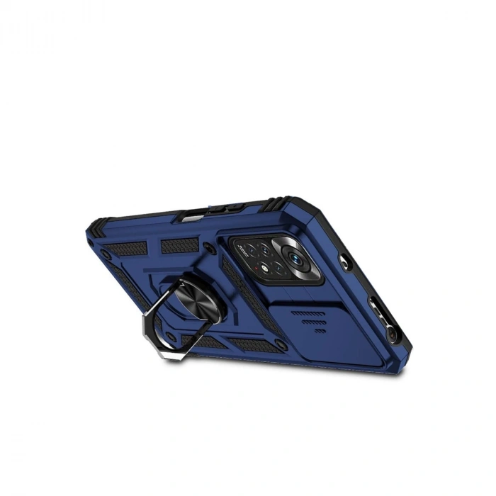 Xiaomi Redmi Note 11 Pro Kılıf Pars Lens Yüzüklü Silikon - Lacivert