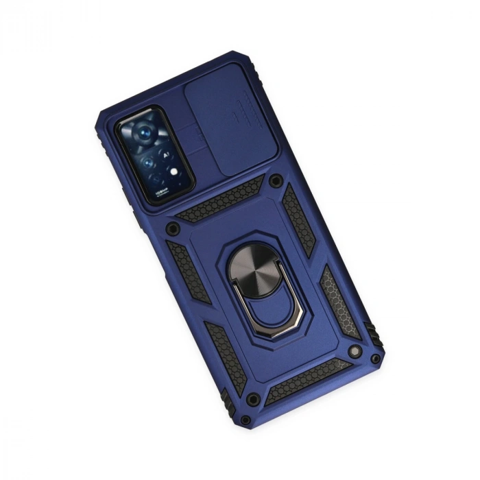 Xiaomi Redmi Note 11 Pro Kılıf Pars Lens Yüzüklü Silikon - Lacivert