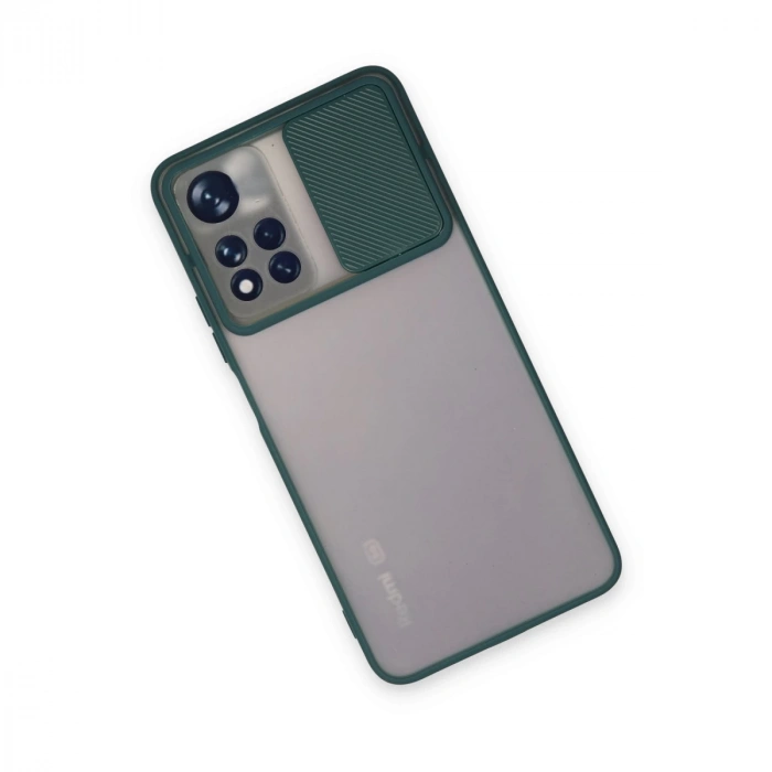 Xiaomi Redmi Note 11t Kılıf Palm Buzlu Kamera Sürgülü Silikon - Yeşil